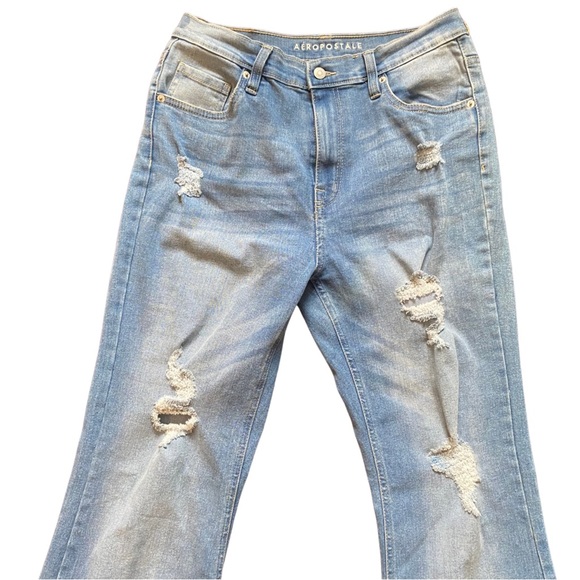 Distressed Light Blue Flared Women Jeans - Picture 3 of 10